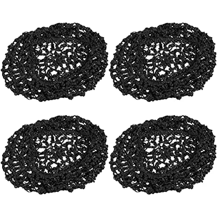 Minkissy 4-Pack Mesh Crochet Hair Net, Black, Soft & Breathable, One Size Fits Most, Ideal for Sleeping, Reading, Working & Exercising - Image 1